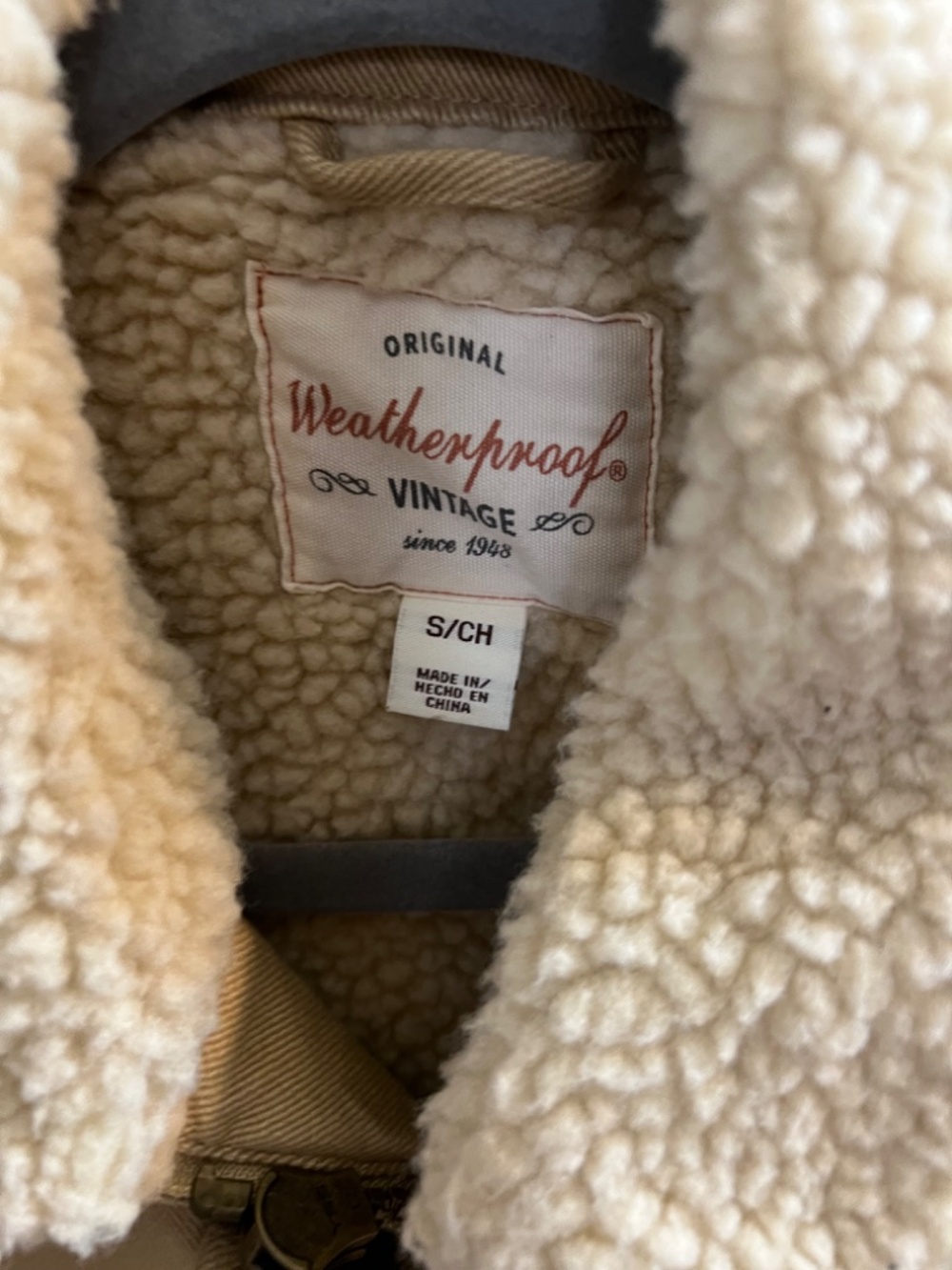 Weatherproof Vintage Men's Sherpa Lined Trucker Jacket, Beige Canvas, NWT - Picture 3 of 7